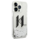 Karl Lagerfeld iPhone 14 Pro - Liquid Glitter Big KL Σκληρή Θήκη με Πλαίσιο Σιλικόνης - Διάφανη / Silver - KLHCP14LLBKLCS