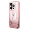 Karl Lagerfeld iPhone 14 Pro - Liquid Glitter Big KL Σκληρή Θήκη με Πλαίσιο Σιλικόνης - Διάφανη / Pink - KLHCP14LLBKLCP