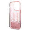 Karl Lagerfeld iPhone 14 Pro - Liquid Glitter Big KL Σκληρή Θήκη με Πλαίσιο Σιλικόνης - Διάφανη / Pink - KLHCP14LLBKLCP