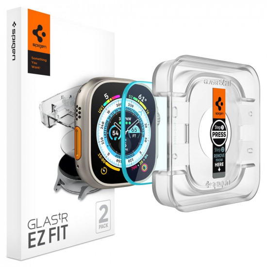 Spigen Προστασία Οθόνης Apple Watch Ultra / Ultra 2 - 49mm - Glas.TR EZ Fit Αντιχαρακτικό Γυαλί Οθόνης - 2 Τεμάχια - Διάφανα