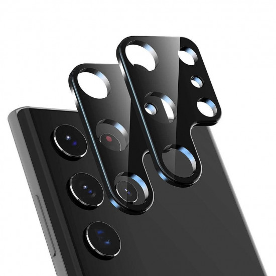 Lito Samsung Galaxy S22 Ultra - S+ Μεταλλικό Προστατευτικό για την Κάμερα με Αντιχαρακτικό Γυαλί - Black
