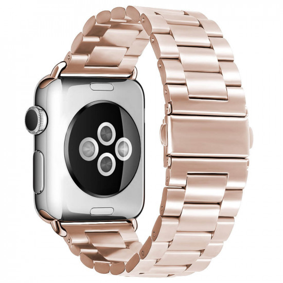 Techsuit Λουράκι Apple Watch 2 / 3 / 4 / 5 / 6 / 7 / 8 / 9 / SE - 38 / 40 / 41 mm Watchband W036 Μπρασελέ από Ανοξείδωτο Ατσάλι - Pink