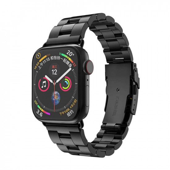 Techsuit Λουράκι Apple Watch 2 / 3 / 4 / 5 / 6 / 7 / 8 / 9 / SE - 38 / 40 / 41 mm Watchband W036 Μπρασελέ από Ανοξείδωτο Ατσάλι - Black