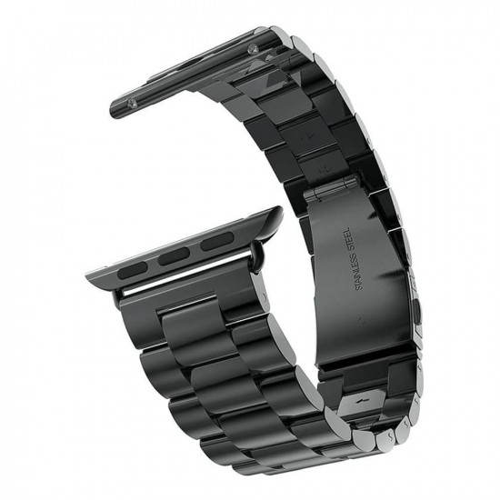 Techsuit Λουράκι Apple Watch 2 / 3 / 4 / 5 / 6 / 7 / 8 / 9 / SE - 38 / 40 / 41 mm Watchband W036 Μπρασελέ από Ανοξείδωτο Ατσάλι - Black