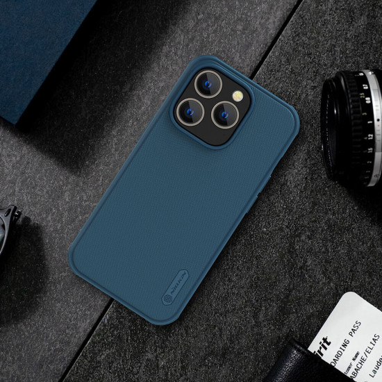 Nillkin iPhone 14 Pro Max Super Frosted Shield Pro Σκληρή Θήκη με Πλαίσιο Σιλικόνης - Blue