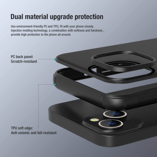 Nillkin iPhone 14 Super Frosted Shield Pro Σκληρή Θήκη με Πλαίσιο Σιλικόνης - Black