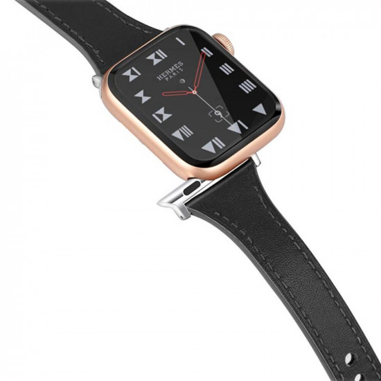 Techsuit Λουράκι Apple Watch 2 / 3 / 4 / 5 / 6 / 7 / 8 / 9 / SE / ULTRA / ULTRA 2 - 42 / 44 / 45 / 49 mm Watchband W033 από Συνθετικό Δε΄ρμα - 35 x 14 x 180mm - Black