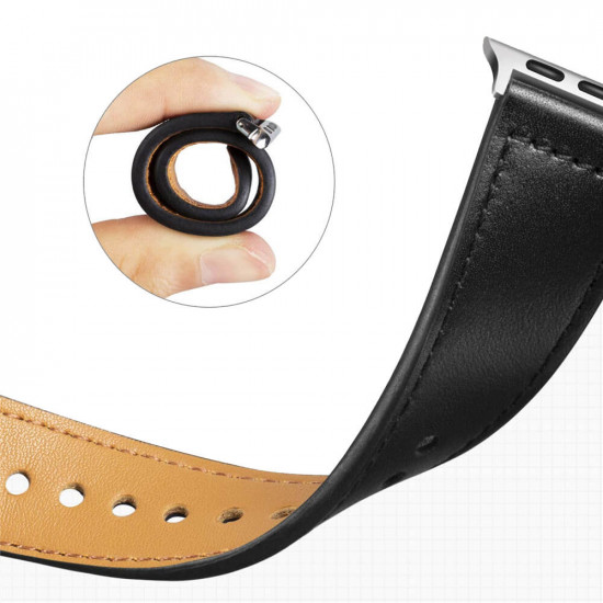 Techsuit Λουράκι Apple Watch 2 / 3 / 4 / 5 / 6 / 7 / 8 / 9 / SE / ULTRA / ULTRA 2 - 42 / 44 / 45 / 49 mm Watchband W033 από Συνθετικό Δε΄ρμα - 35 x 20 x 180mm - Black