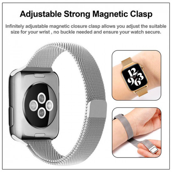 Techsuit Λουράκι Apple Watch 2 / 3 / 4 / 5 / 6 / 7 / 8 / 9 / SE - 38 / 40 / 41 mm Watchband W034 από Ανοξείδωτο Ατσάλι - Black