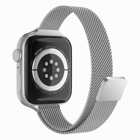 Techsuit Λουράκι Apple Watch 2 / 3 / 4 / 5 / 6 / 7 / 8 / 9 / SE / ULTRA / ULTRA 2 - 42 / 44 / 45 / 49 mm Watchband W034 από Ανοξείδωτο Ατσάλι - Silver