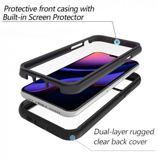Techsuit iPhone 14 Plus Defense 360 Pro Θήκη 360 Full Body με Προστασία Οθόνης - Black / Διάφανη