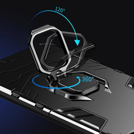 Techsuit Samsung Galaxy A52 / A52 5G / A52s 5G Silicone Shield Σκληρή Θήκη με Δαχτυλίδι Συγκράτησης - Black