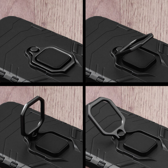 Techsuit iPhone 13 Pro Silicone Shield Σκληρή Θήκη με Δαχτυλίδι Συγκράτησης - Black