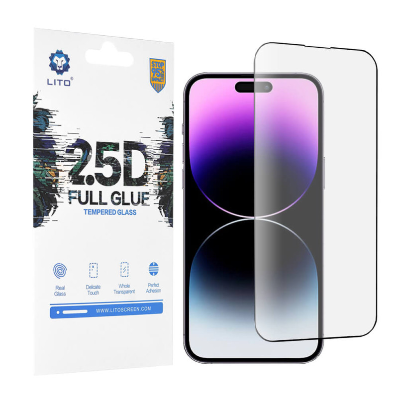 Lito iPhone 14 Pro Max 0.33mm 2.5D 9H Full Screen Αντιχαρακτικό Γυαλί Οθόνης - Black