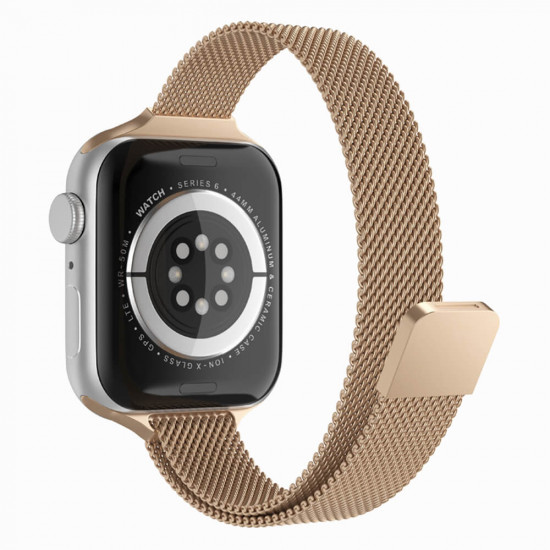 Techsuit Λουράκι Apple Watch 2 / 3 / 4 / 5 / 6 / 7 / 8 / 9 / SE - 38 / 40 / 41 mm Watchband W034 από Ανοξείδωτο Ατσάλι - Gold