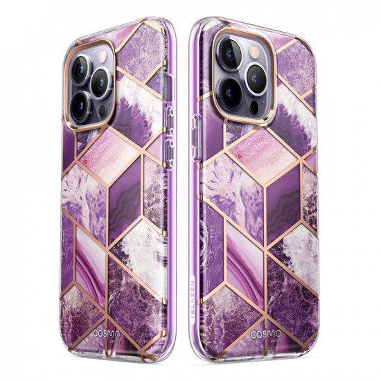 i-Blason iPhone 14 Pro Max Cosmo Σκληρή Θήκη με Πλαίσιο Σιλικόνης και Προστασία Οθόνης - Marble Purple