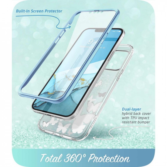 i-Blason iPhone 13 / iPhone 14 Cosmo Σκληρή Θήκη με Πλαίσιο Σιλικόνης και Προστασία Οθόνης - Blue Fly