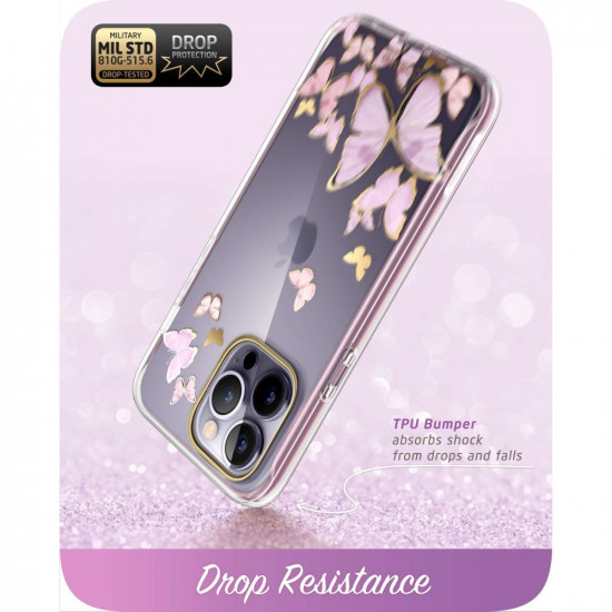 i-Blason iPhone 14 Pro Max Cosmo Σκληρή Θήκη με Πλαίσιο Σιλικόνης και Προστασία Οθόνης - Purple Fly