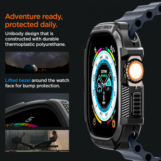 Spigen Θήκη Apple Watch Ultra / Ultra 2 - 49MM Rugged Armor - Matte Black