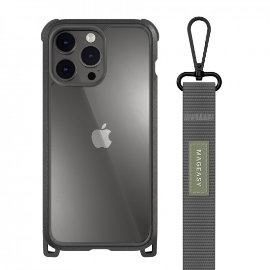 SwitchEasy Odyssey+ iPhone 14 Pro Max Rugged Utility Σκληρή Θήκη με Λουράκι - Leather Black / Classic Grey