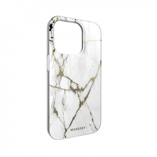 SwitchEasy iPhone 14 Pro Marble Case Σκληρή Θήκη με Πλαίσιο Σιλικόνης - Champagne White