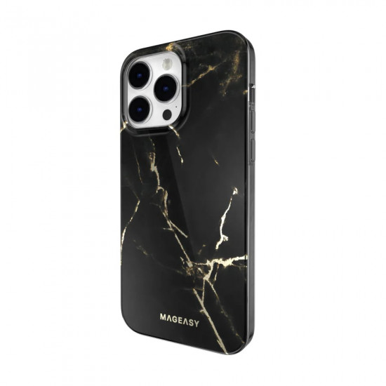SwitchEasy iPhone 14 Pro Max Marble M Case Σκληρή Θήκη με Πλαίσιο Σιλικόνης και MagSafe - Pearl Black