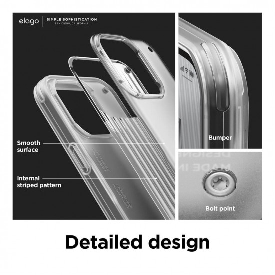 elago iPhone 14 Pro Buckler Case Σκληρή Θήκη με Πλαίσιο Σιλικόνης - Frosted Clear