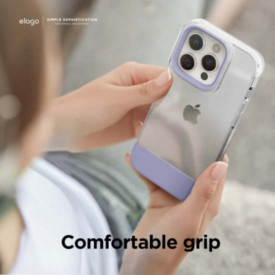elago iPhone 14 Pro Max Glide Case Σκληρή Θήκη με Πλαίσιο Σιλικόνης - Clear / Purple