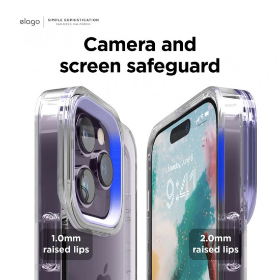 elago iPhone 14 Pro Max Glide Case Σκληρή Θήκη με Πλαίσιο Σιλικόνης - Clear / Purple