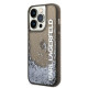 Karl Lagerfeld iPhone 14 Pro - Liquid Glitter Elong Σκληρή Θήκη με Πλαίσιο Σιλικόνης - Ημιδιάφανη / Black - KLHCP14LLCKVK