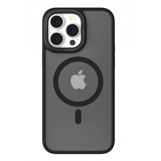 Comma iPhone 14 Pro Max Joy Elegant Metal Frame Σκληρή Θήκη με Πλαίσιο Σιλικόνης και Magsafe - Black
