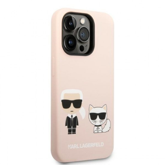 Karl Lagerfeld iPhone 14 Pro Max Liquid Silicone Karl and Choupette Θήκη Σιλικόνης με MagSafe - Light Pink - KLHMP14XSSKCI