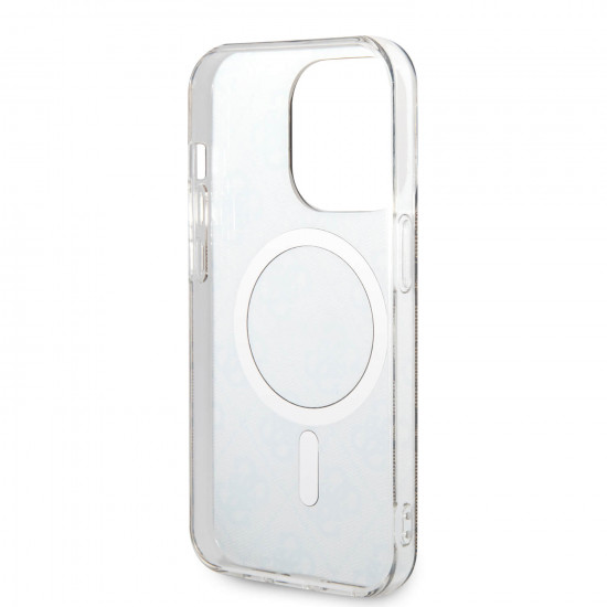 Guess iPhone 14 Pro - Bundle Pack MagSafe - Σετ Σκληρή Θήκη με Επένδυση Συνθετικού Δέρματος και Ασύρματος Φορτιστής MagSafe - Design 4G and Gold - Brown - GUBPP14LH4EACSW