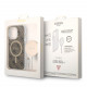 Guess iPhone 14 Pro - Bundle Pack MagSafe - Σετ Σκληρή Θήκη με Επένδυση Συνθετικού Δέρματος και Ασύρματος Φορτιστής MagSafe - Design 4G and Gold - Brown - GUBPP14LH4EACSW
