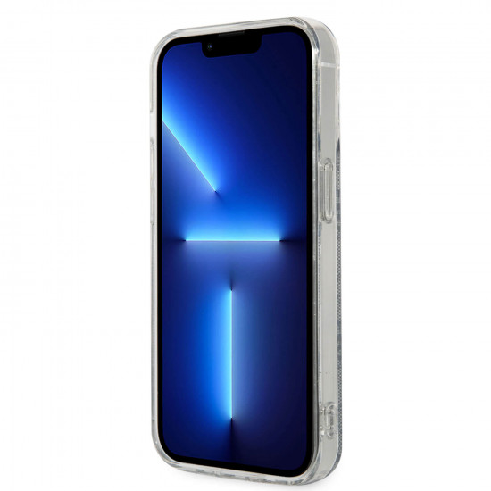 Guess iPhone 14 Pro Max - Bundle Pack MagSafe - Σετ Σκληρή Θήκη με Επένδυση Συνθετικού Δέρματος και Ασύρματος Φορτιστής MagSafe - Design 4G and Gold - Blue - GUBPP14XH4EACSB