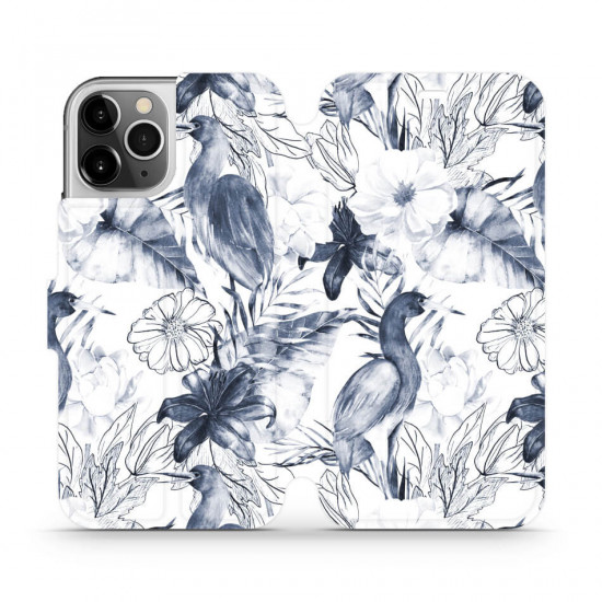 Mobiwear iPhone 12 Pro Θήκη Βιβλίο Slim Flip - Design Exotic Bird Crane and Flowers - MX09S