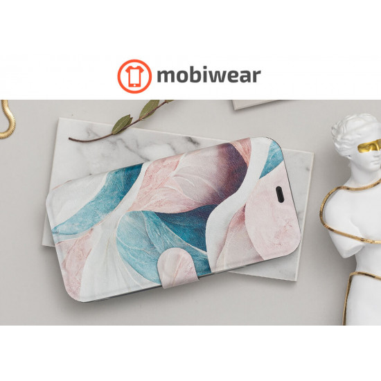 Mobiwear iPhone 12 Pro Θήκη Βιβλίο Slim Flip - Design Pink and Greenish Marble - VP33S