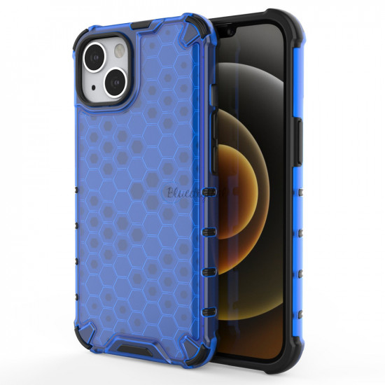 OEM iPhone 13 Honeycomb Σκληρή Θήκη με Πλαίσιο Σιλικόνης - Blue