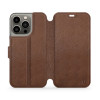 Mobiwear iPhone 13 Pro Θήκη Βιβλίο Slim Flip από Γνήσιο Δέρμα - Καφέ - L_BRS