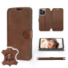 Mobiwear iPhone 13 Pro Θήκη Βιβλίο Slim Flip από Γνήσιο Δέρμα - Καφέ - L_BRS