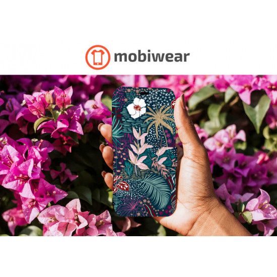 Mobiwear iPhone 13 Pro Θήκη Βιβλίο Slim Flip - Design Dark Floral - VP13S