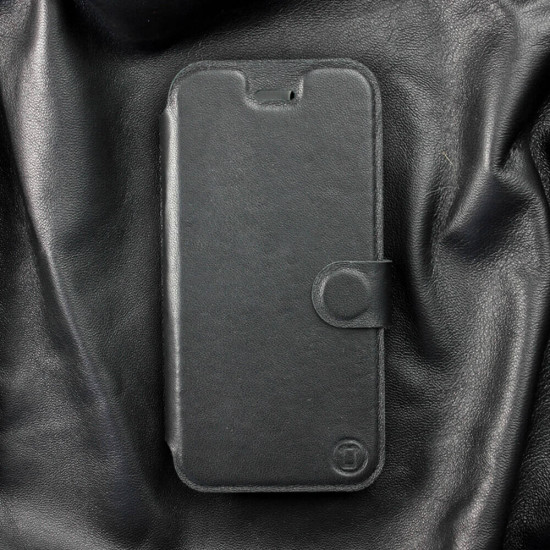 Mobiwear Xiaomi Redmi Note 10 Pro Θήκη Βιβλίο Slim Flip από Γνήσιο Δέρμα - Μαύρη - L_BLS