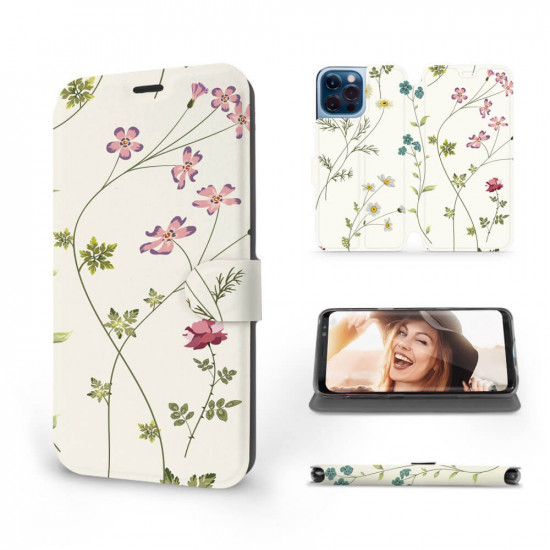 Mobiwear iPhone 13 Pro Max Θήκη Βιβλίο Slim Flip - Design Field Flowers - MD03S