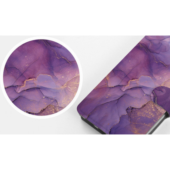 Mobiwear Samsung Galaxy S22 Ultra Θήκη Βιβλίο Slim Flip - Design Purple Marble - VP20S