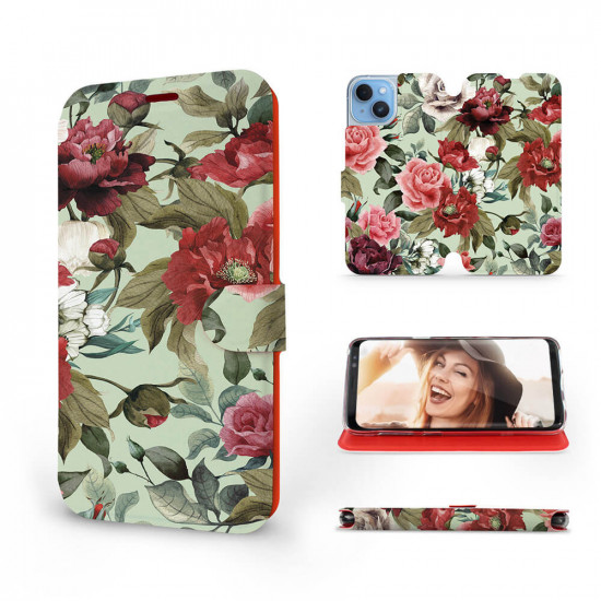 Mobiwear iPhone 14 Θήκη Βιβλίο Slim Flip - Design Flowers - MD06P