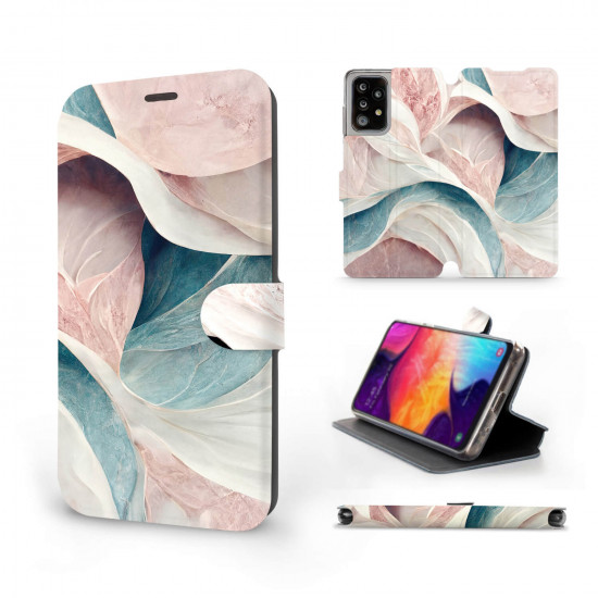 Mobiwear Samsung Galaxy A52 / A52 5G / A52s 5G Θήκη Βιβλίο Slim Flip - Design Pink and Greenish Marble - VP33S