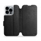 Mobiwear iPhone 14 Pro Θήκη Βιβλίο Slim Flip από Γνήσιο Δέρμα - Μαύρη - L_BLS