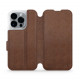 Mobiwear iPhone 14 Pro Θήκη Βιβλίο Slim Flip από Γνήσιο Δέρμα - Καφέ - L_BRS
