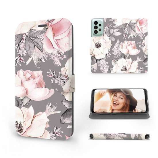 Mobiwear Samsung Galaxy A33 5G Θήκη Βιβλίο Slim Flip - Design Pink Pastel Flowers - MX06S