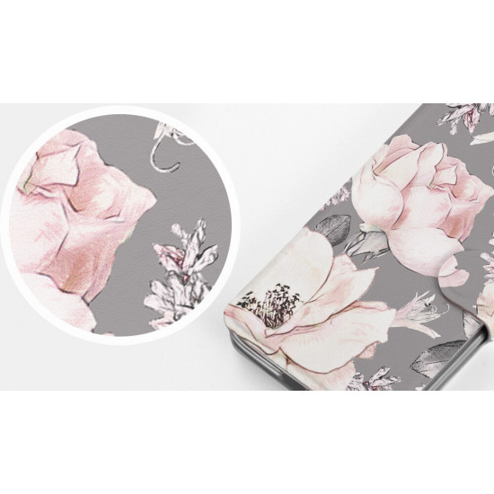 Mobiwear iPhone 14 Pro Θήκη Βιβλίο Slim Flip - Design Pink Pastel Flowers - MX06S